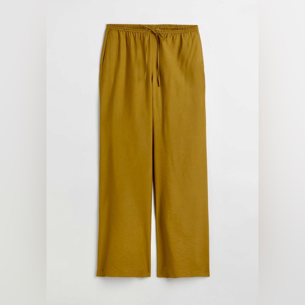 Olive green Wide-cut Satin Pants